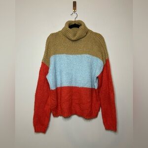 Listicle Color Block Turtleneck Sweater Size Small